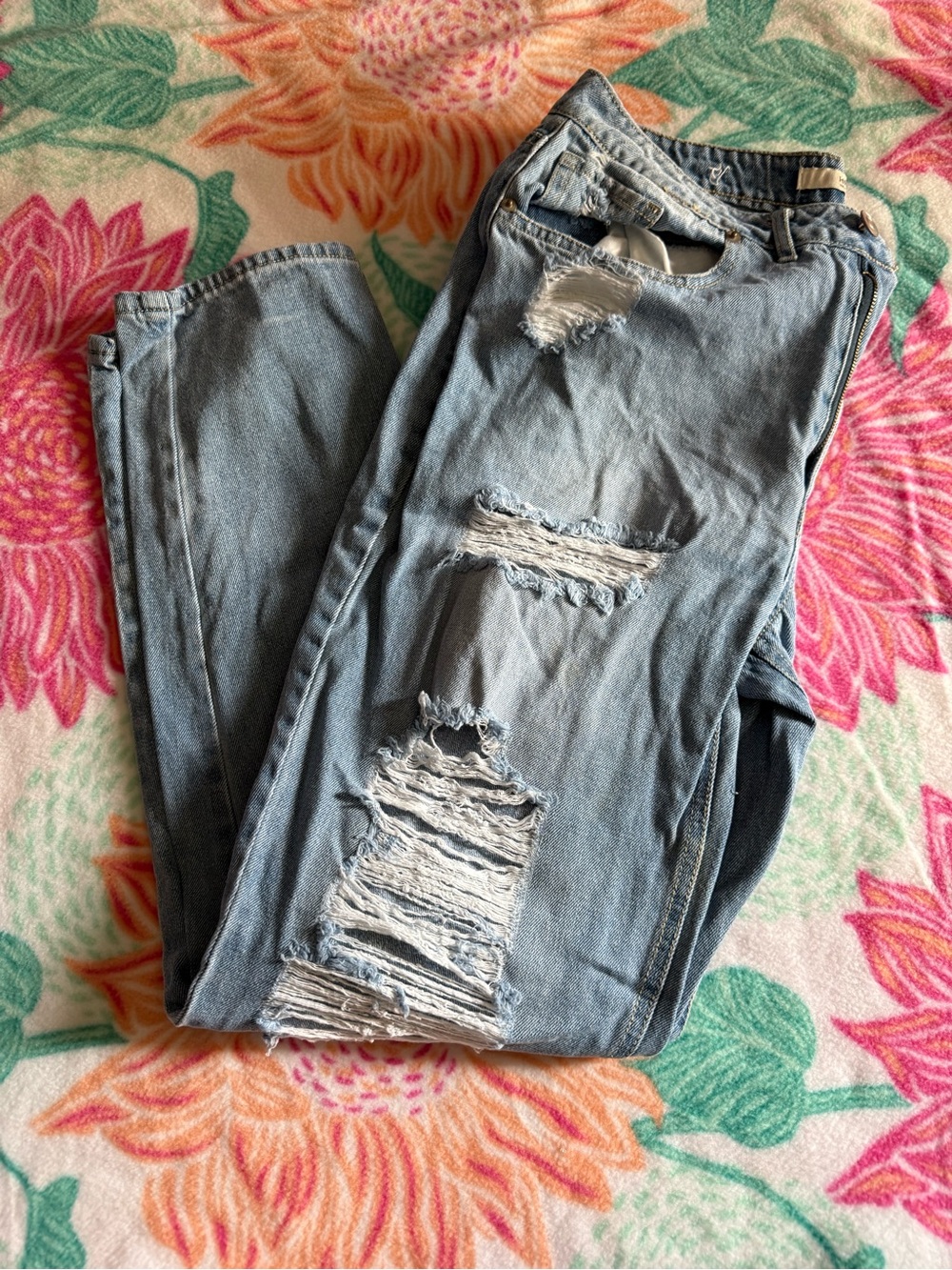 Highway Jeans Light Blue Distressed Wide Leg Jeans